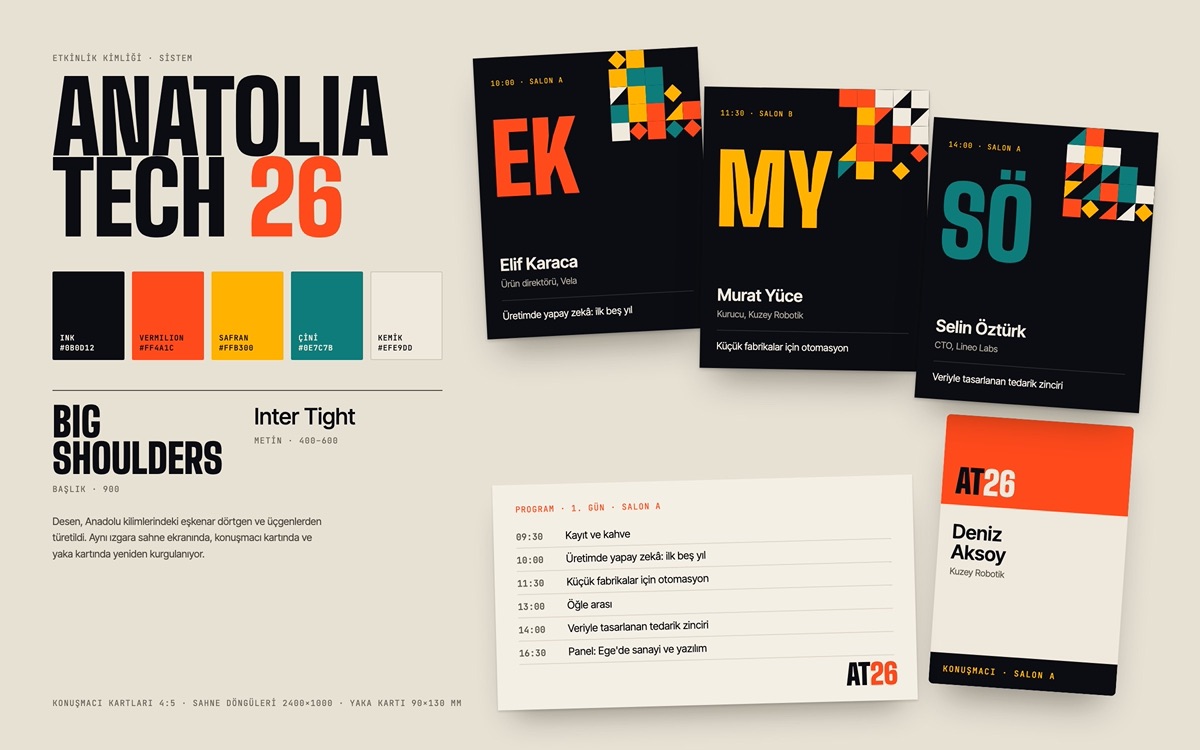 Anatolia Tech Summit — Event identity: speaker cards, programme and badge